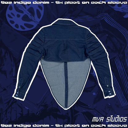 Pleated Denim Pinstripe Shirt